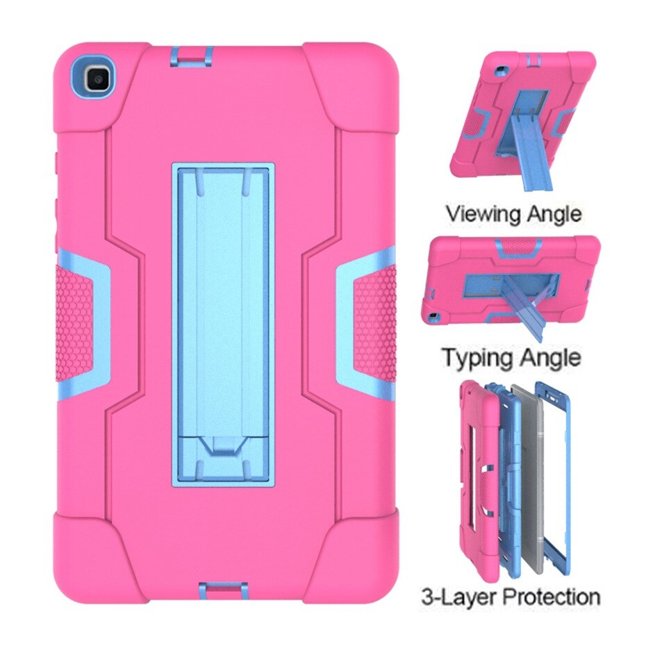 Dla Samsung SM-T290 case 8.0 "calowy T290 T295 krzemu odporny na wstrząsy tablet stojak Capa pokrywa dla Samsung Galaxy Tab A 8.0(2019)SM-T290: Rose and Blue