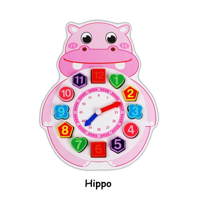 Babyspeelgoed dierenklok kralen doolhof houten speelgoed digitale klok kralen accessoires kinderspeelgoed voor kinderen figuur blokken: Duidelijk