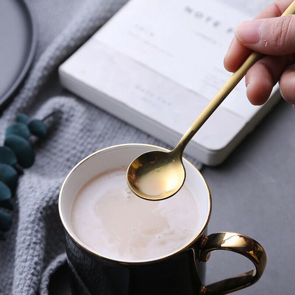 4pcs Tea Spoons Stainless Steel Small Coffee Spoons Gold Tableware Cutlery Unique Gold Small Dessert Spoon
