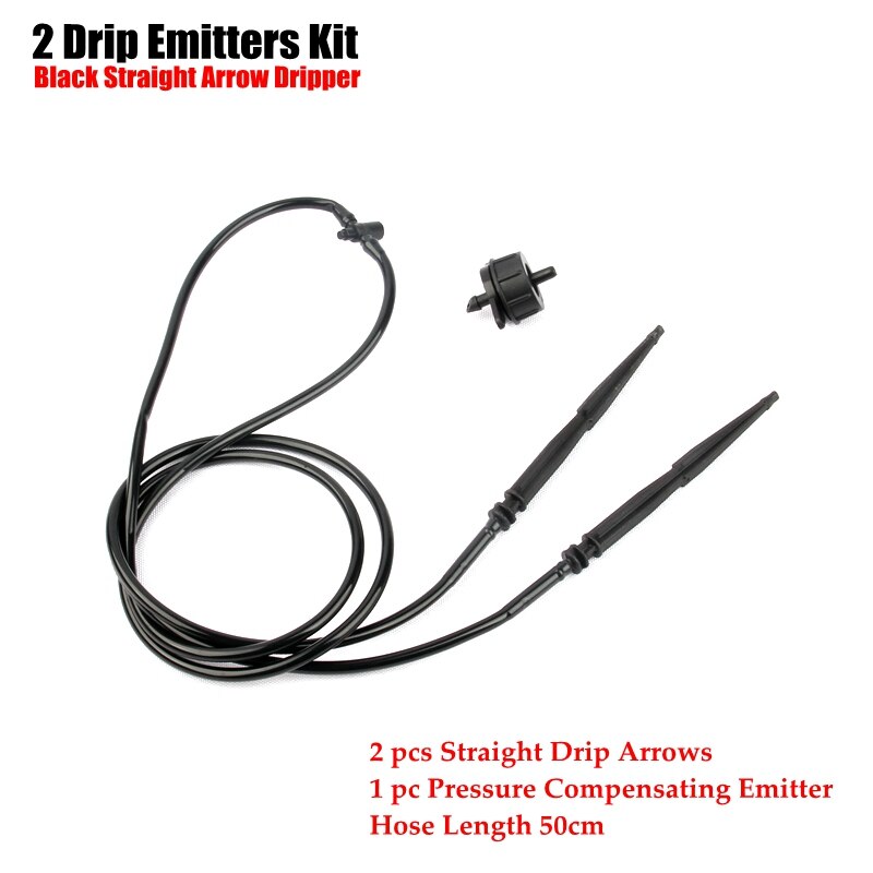 2Sets Garden Drip Irrigation System Kits Bonsai Flower Watering Drip Arrow Drippers Gardening Drip Emitters Sprinklers: 2Drip Black Straight