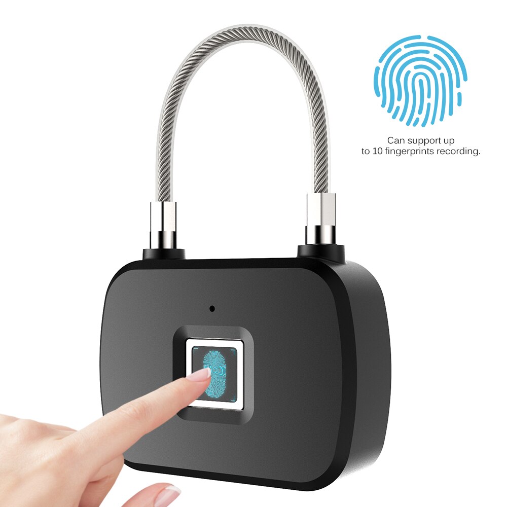 Fingeraftryk hængelås gym lille elektronisk kabinetlås hjem bluetooth smart nøglefri fingeraftrykslås tyverisikring hængelås