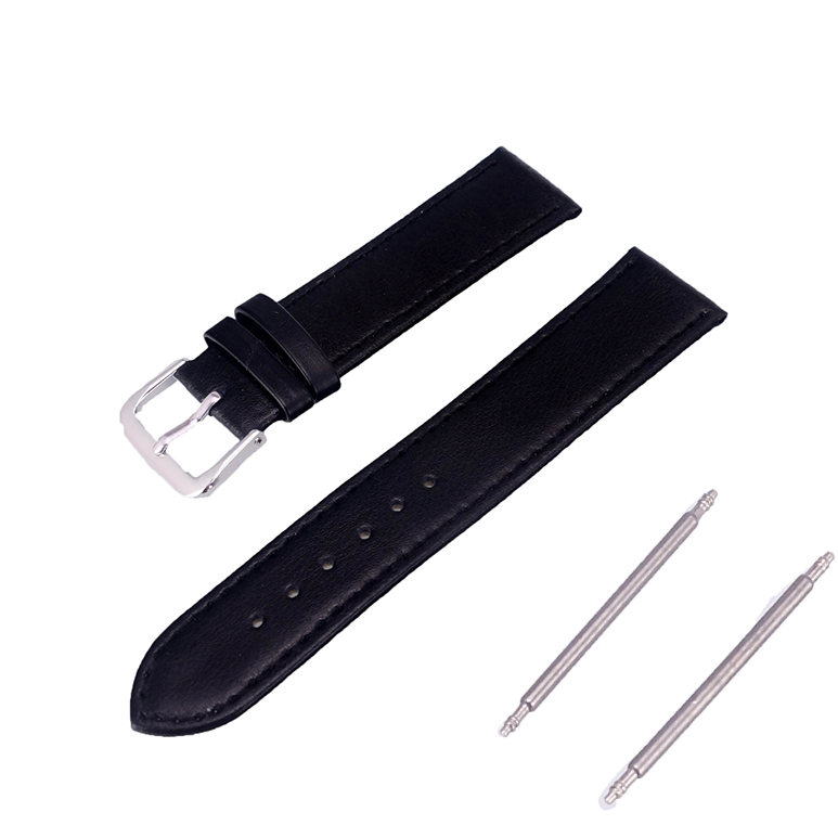 Men Women Black Watch Bands 12mm,14mm,16mm,18mm,20mm,22mm 24mm Soft Sweatband Leather Watch Strap Steel Buckle Wrist Bands