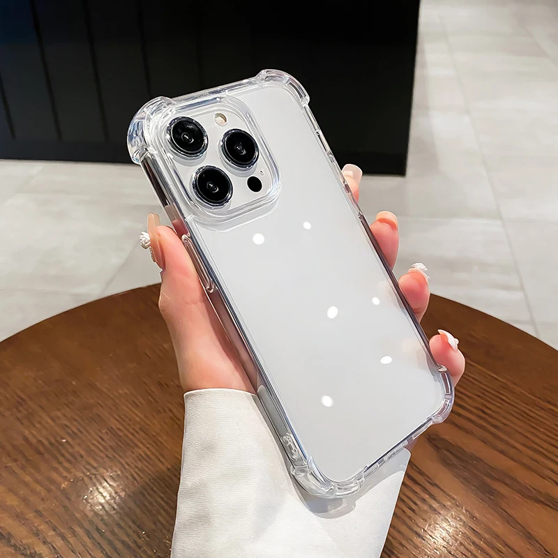 Coque de téléphone transparente antichoc pour iPhone 15 14 11 Pro Max 13 12 Mini 7 8 Plus X XR XS, accessoires de pare-chocs transparents en Silicone souple
