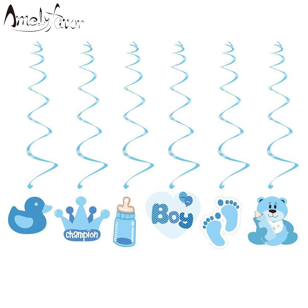Boy Baby Shower Theme Ceiling Hanging Swirl Decoration Little Bear Baby Shower Grand Event Birthday Party Decorations Supplies