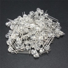 100Pcs 5mm LED Diode DIY Kit White Yellow Red Blue Green Purple Straw Hat LED Wide Angle Light Emitting Diodes Water Clear