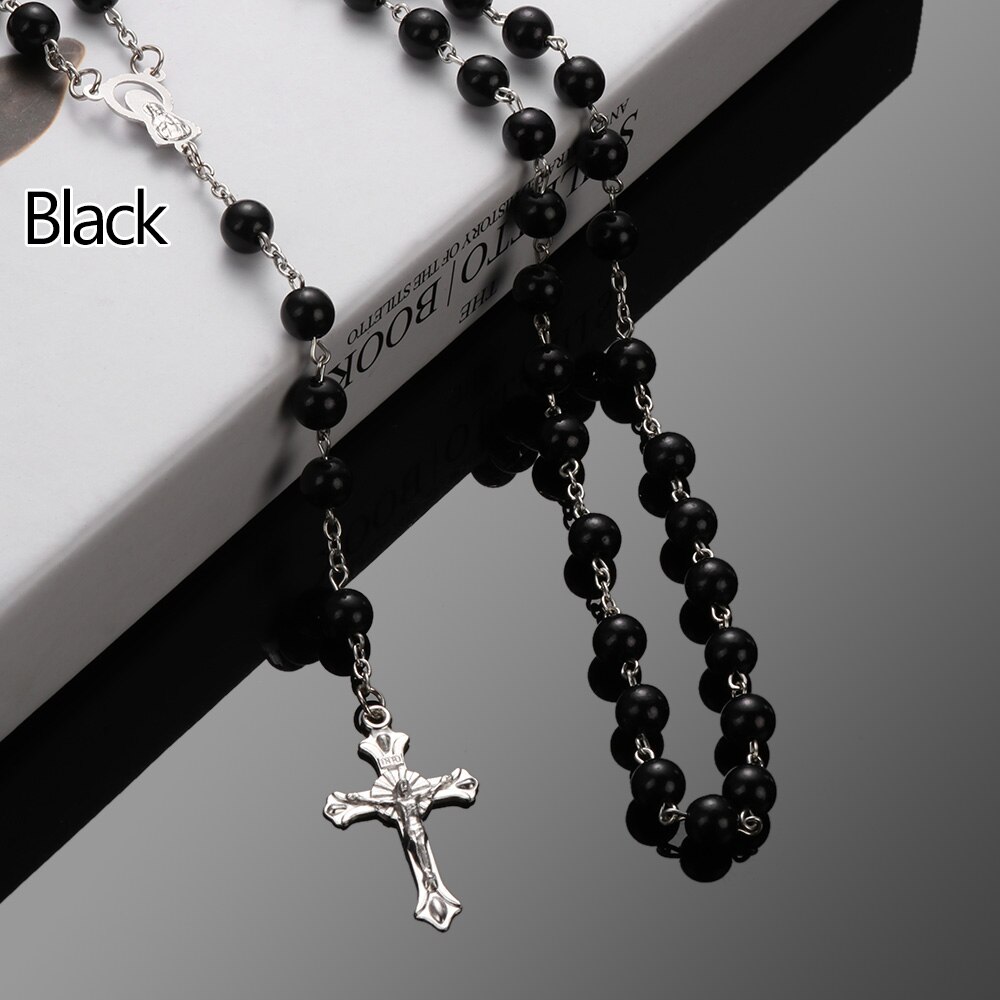 Collar con colgante de Cruz para hombre, cadena de eslabones de acero inoxidable, estilo Punk, 1 unidad,: B-Black