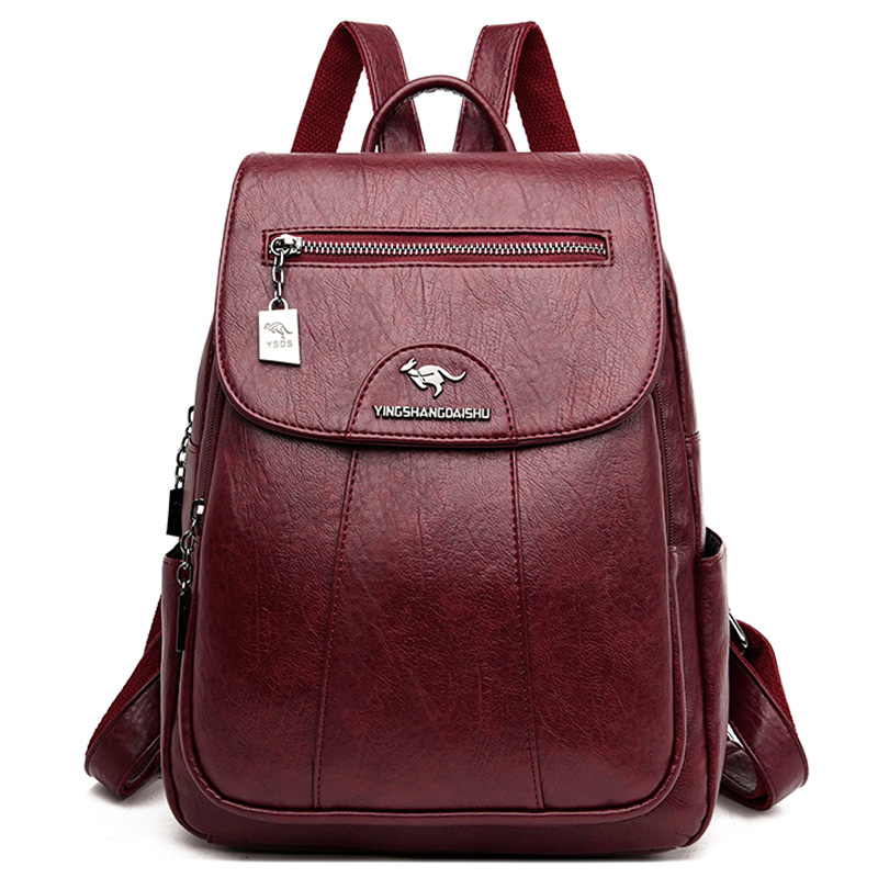Femmes sacs à dos de en cuir pu sacs à dos d'école pour les filles haute capacité voyage sac à dos loisirs sacs à bandoulière mochila: Red