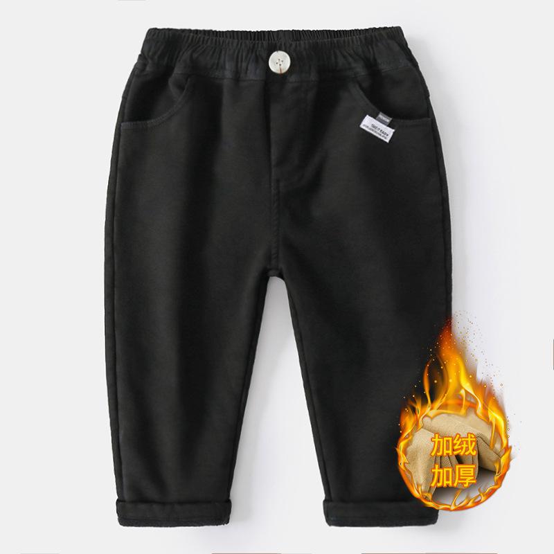 Zimowe ciepłe pluszowe spodnie dla chłopca spodnie dla chłopców spodnie dresowe bawełniane długie spodnie elastyczny pas dorywczo spodnie chłopięce biegaczy: czarny / 4T