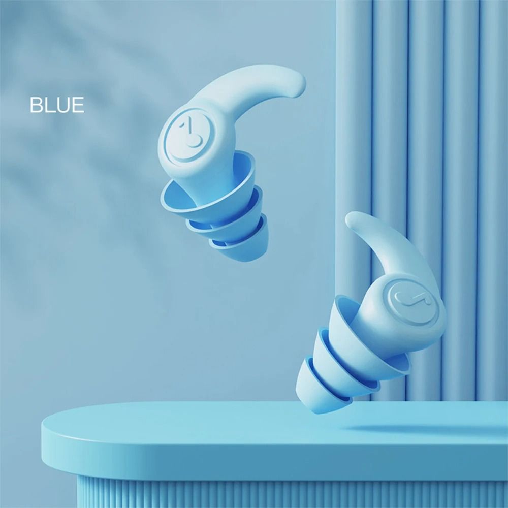 Bouchons d'oreille réutilisables anti-bruit en silicone, protection d'oreille de natation étanche, blocage du son doux: WHITE