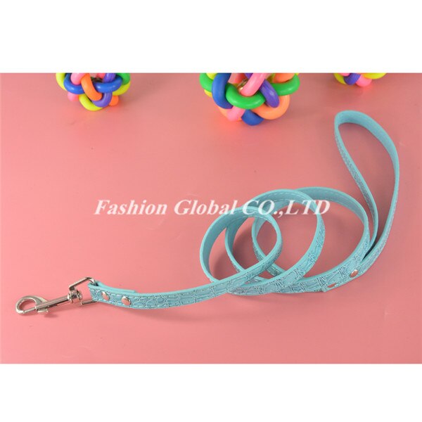 Correa de cuero suave con patrón de cocodrilo para perro, cadena de plomo para cachorro, novedad de: Azul / S