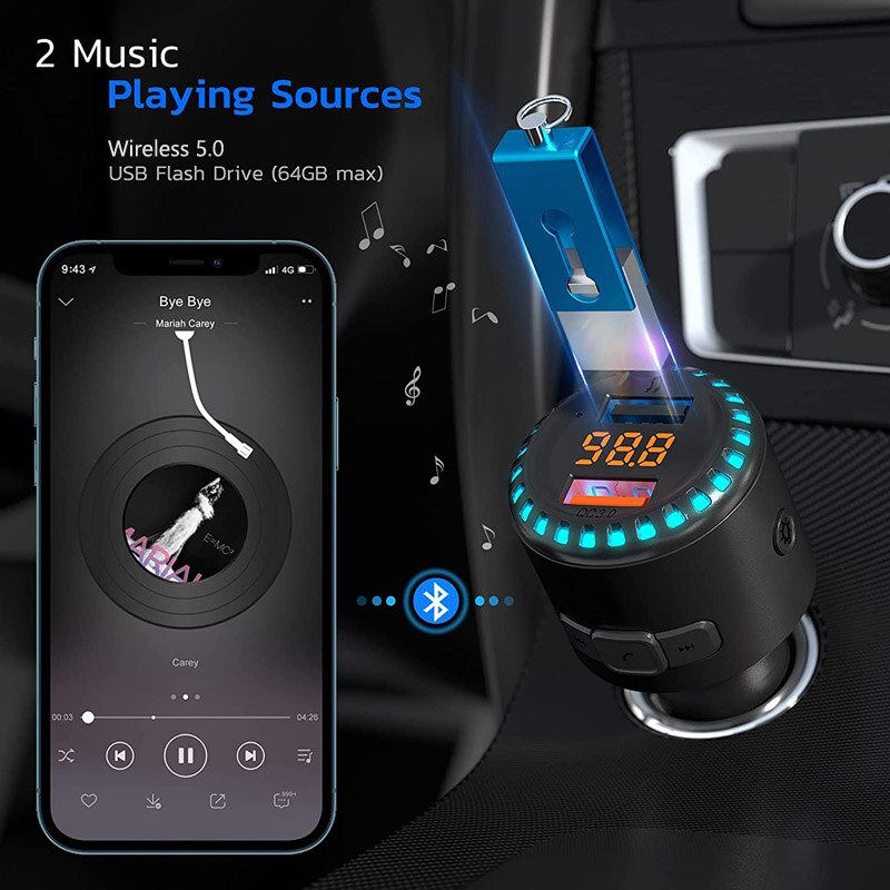 Jajabor Fm-zender Auto Muziek Mp3 Speler QC3.0 Quick Charge Dual Usb Charger Bluetooth-Compatibel 5.0 Handsfree Car Kit