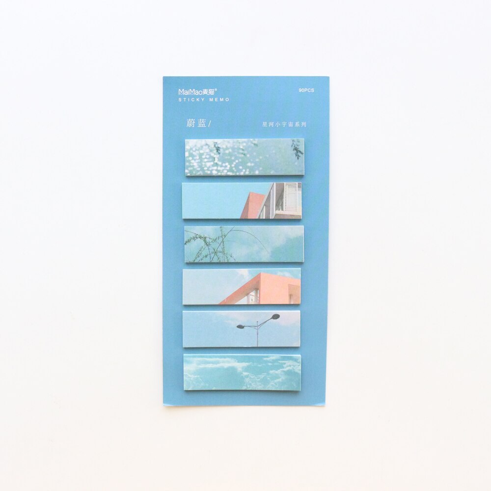 Domikee landscape school student sticky notes pad ins self-adhesive index label mug memo pad stationery: Blue