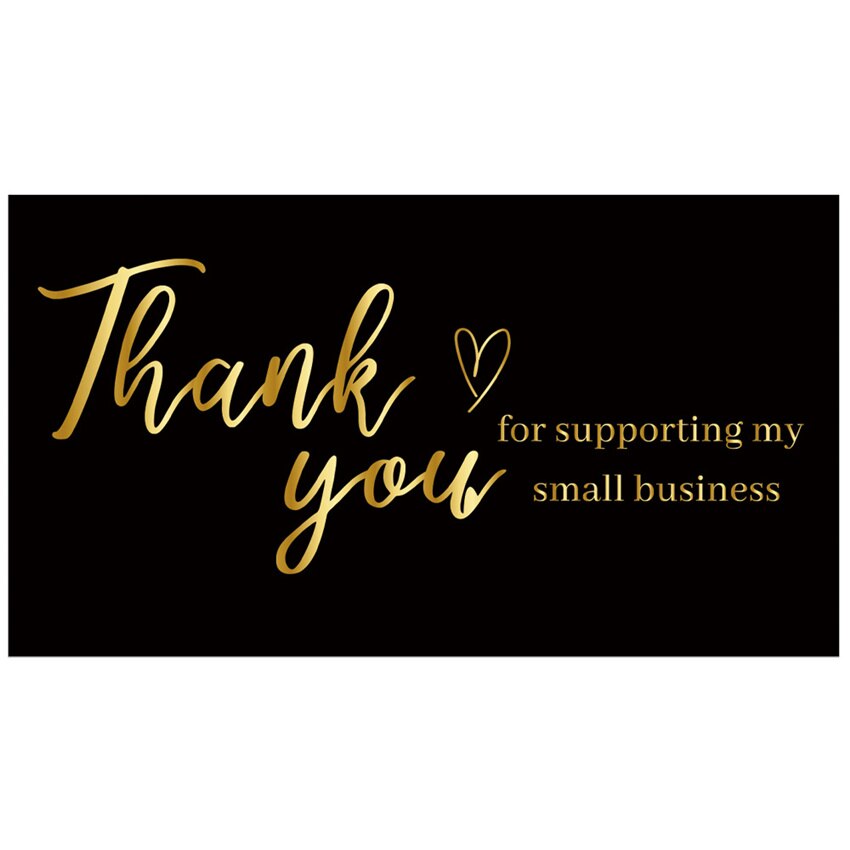 50/500pcs Black Gold Foil Thank You Cards for Supporting My Small Business Thanks Greeting Cards for Retail Store Handmade: Card A 50pcs