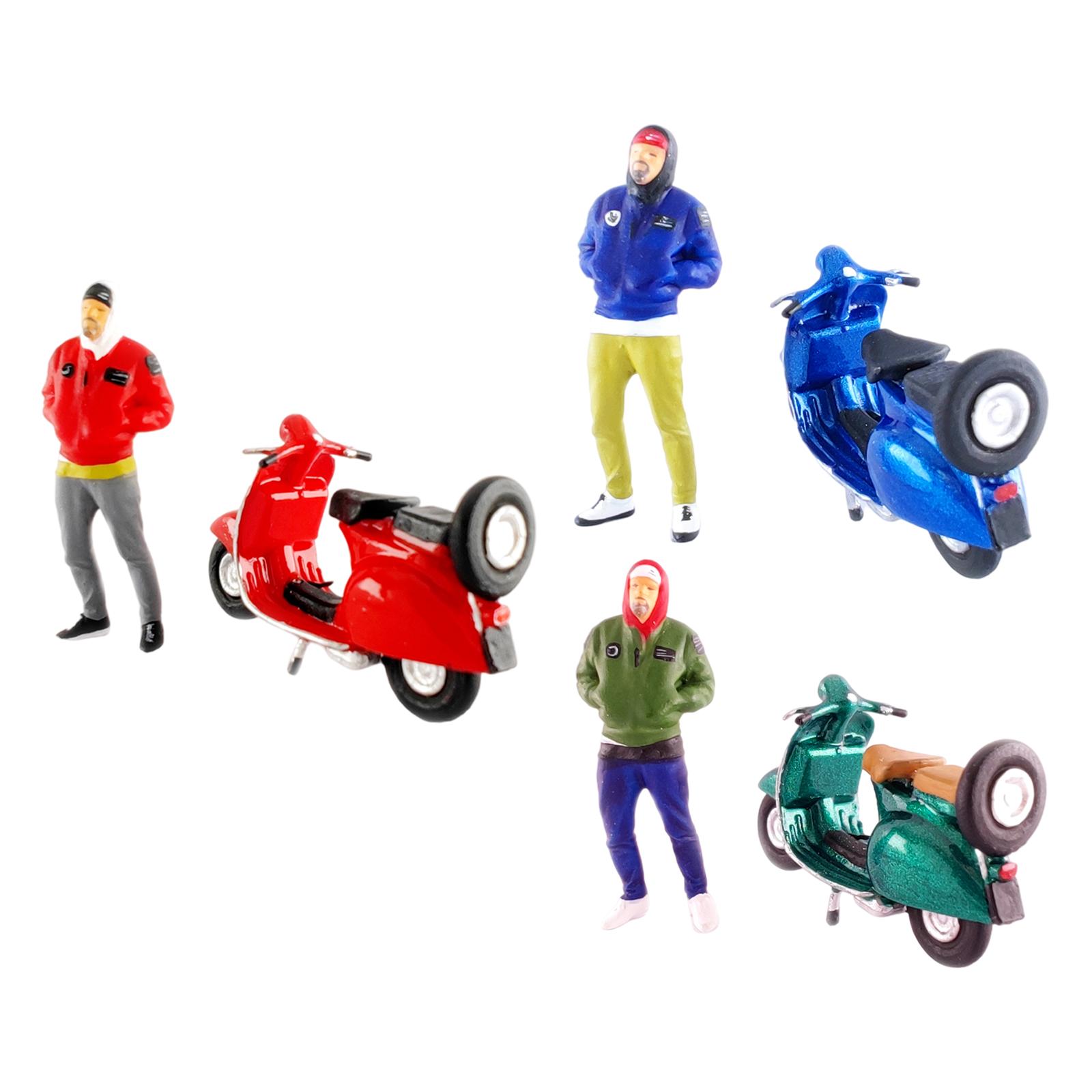 1:64 Figure Bearded Brother Motorcycle Sand Tabl Scene Micro Landscape Character Model Toy