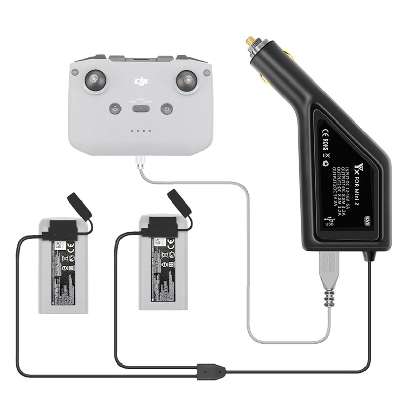 Autolader Voor Dji Mini 2/Mavic Mini Drone Batterij Afstandsbediening Auto Connector Hub Usb Adapter Onderdelen