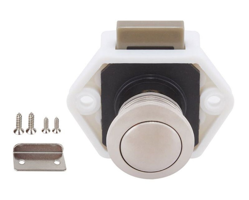 20 Pcs / box Diameter 20 mm Camper Car Push Lock RV Caravan Boat Drawer Latch Button Locks For Furniture Hardware: white