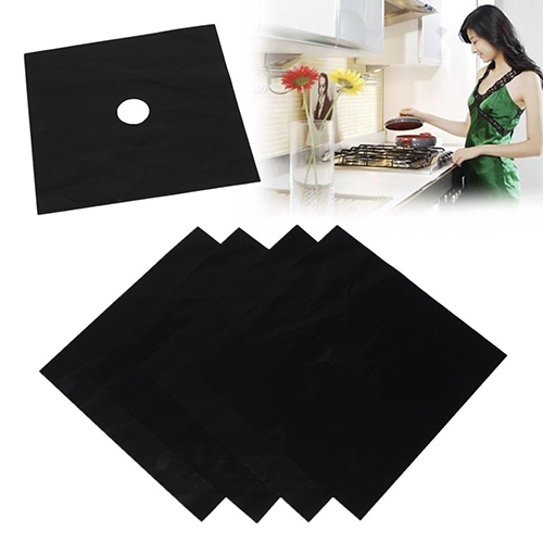 4 Pcs Square Foil Gas Hob Protector Liner Reusable Easy Clean Protection Pad coisas para cozinha kichen accessories