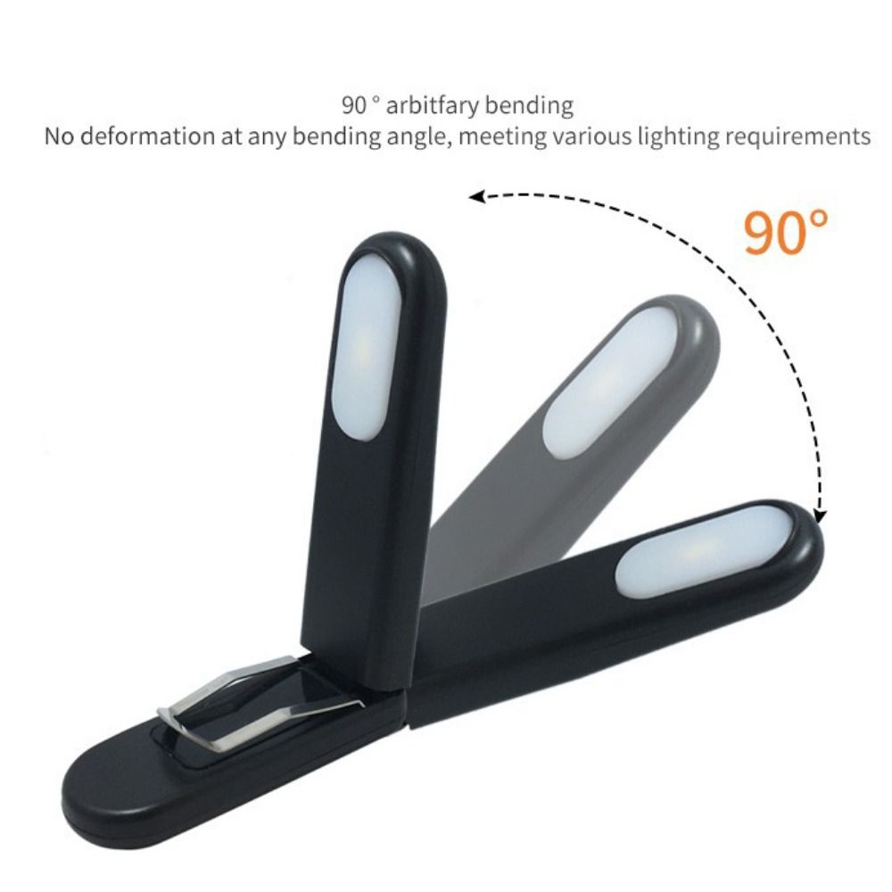 2 stk. ledet-leselampe med klips, lysstyrkejusterbar 90 °, vilkårlig bøybar, bokmerkeleselampe, øyepleie, mykt lys, mini nattlys