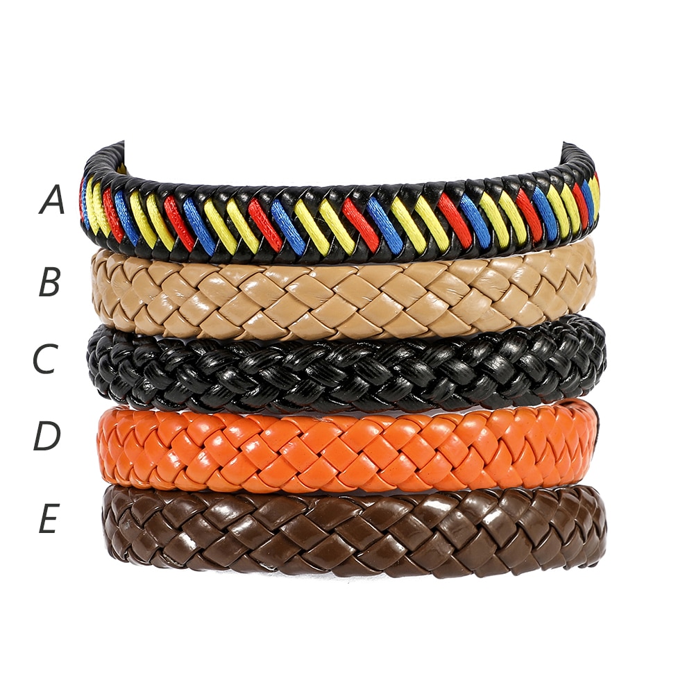 925 Silver color Men Jewelry Buddha Bracelet Wristband Punk Black Braided Leather Bracelet for Men Safty Clasp Bangles