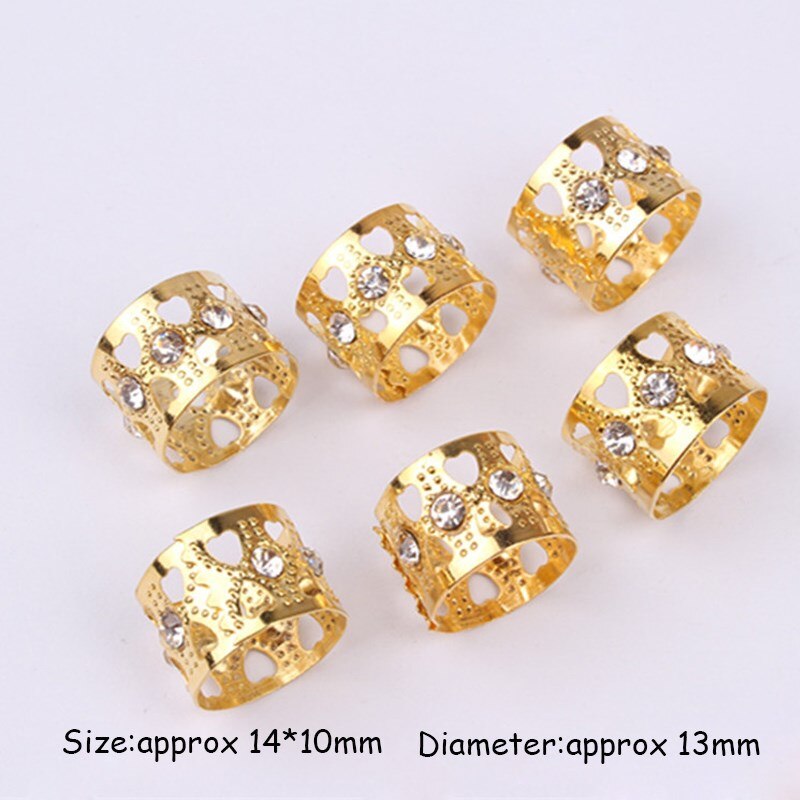 50 sztuk złota robić włosów kryształ górski strach warkocze Dreadlock koraliki regulowany warkocz mankietów klip w kształcie serca w kształcie serca narzędzie robić przedłużania włosów biżuteria 13mm