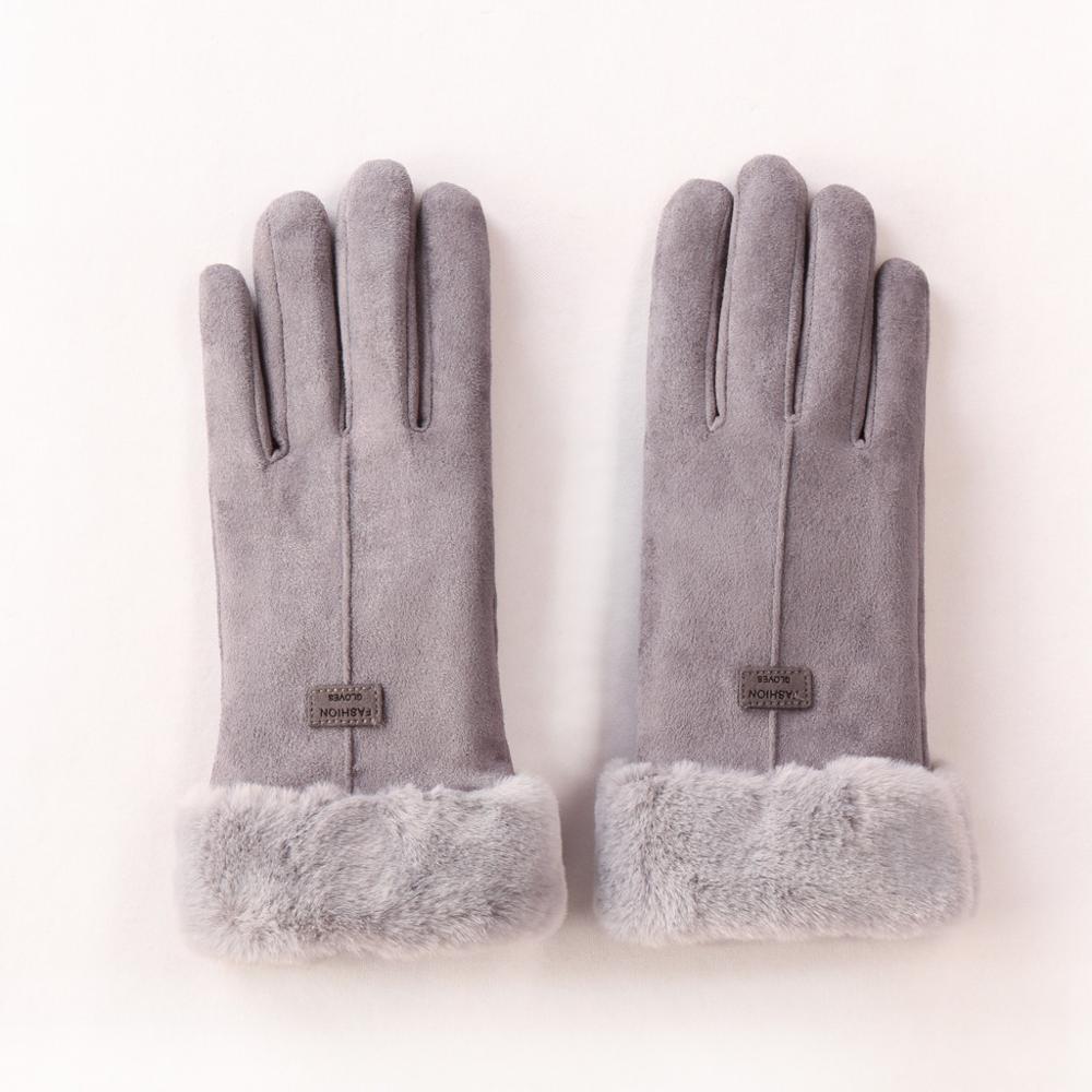 Winter Suède Handschoenen Voor Vrouwen Screen Touch Volledige Vinger Handschoenen Dikke Winter Warm Ski Anti Wind Handschoenen #20