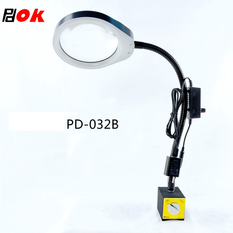 Magnetförstoringsglaslampa 3x 5x 8x 10x med magnetiskt stativ 5 -tums förstoringsglas justerbart led-ljus maskiner magnetverktyg