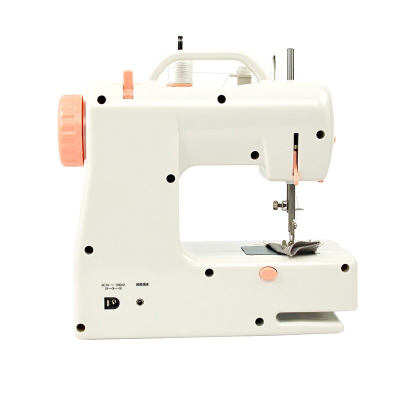 318 mini home sewing machine with double speed and double thread with sewing lamp cutter and back sewing