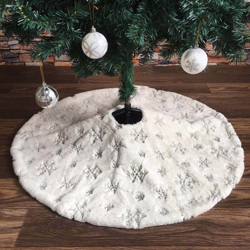 78/90/122cm sne plys juletræ nederdele klud bund gulvmåtte dække xmas fest dekoration broderet snefnug hjem fest