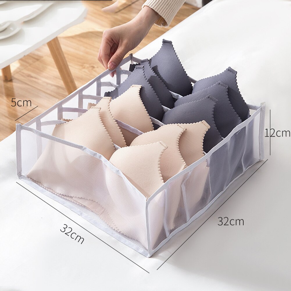 Boîte de rangement pliable pour sous-vêtements, 1 unité, organiseur de tiroir pour sous-vêtements, chaussettes et soutien-gorge: Beige 6 Grids