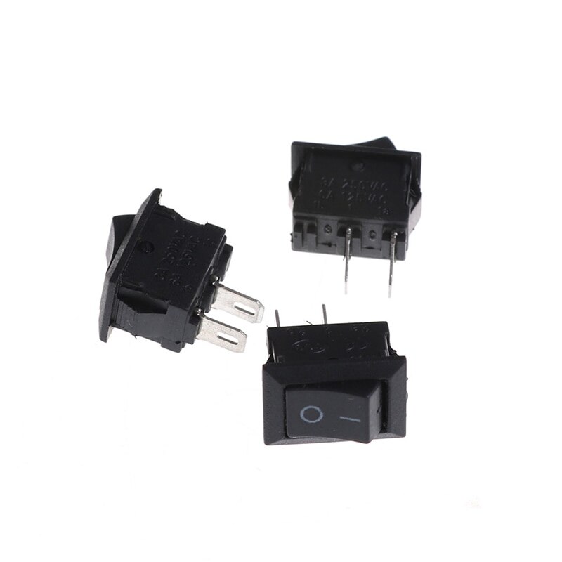 10Pcs Small Black Rocker Switch KCD1-11 250VAC/3A 6A 125V AC 2P Switches 10*15MM