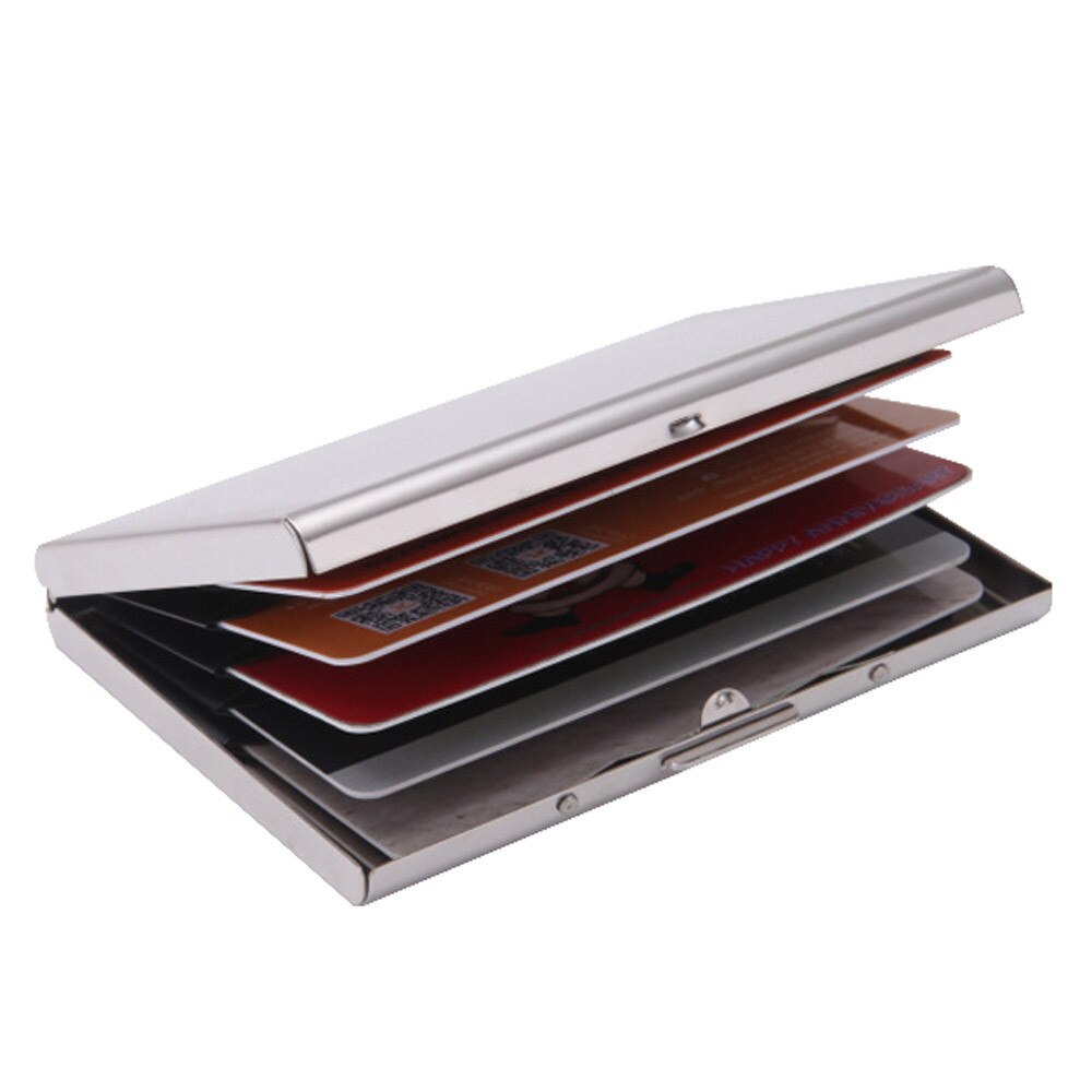 Unisex Trendy Stainless Steel Card Case Flip Type Credit Card Business Card Holder Case Portable Business Wallet#p30