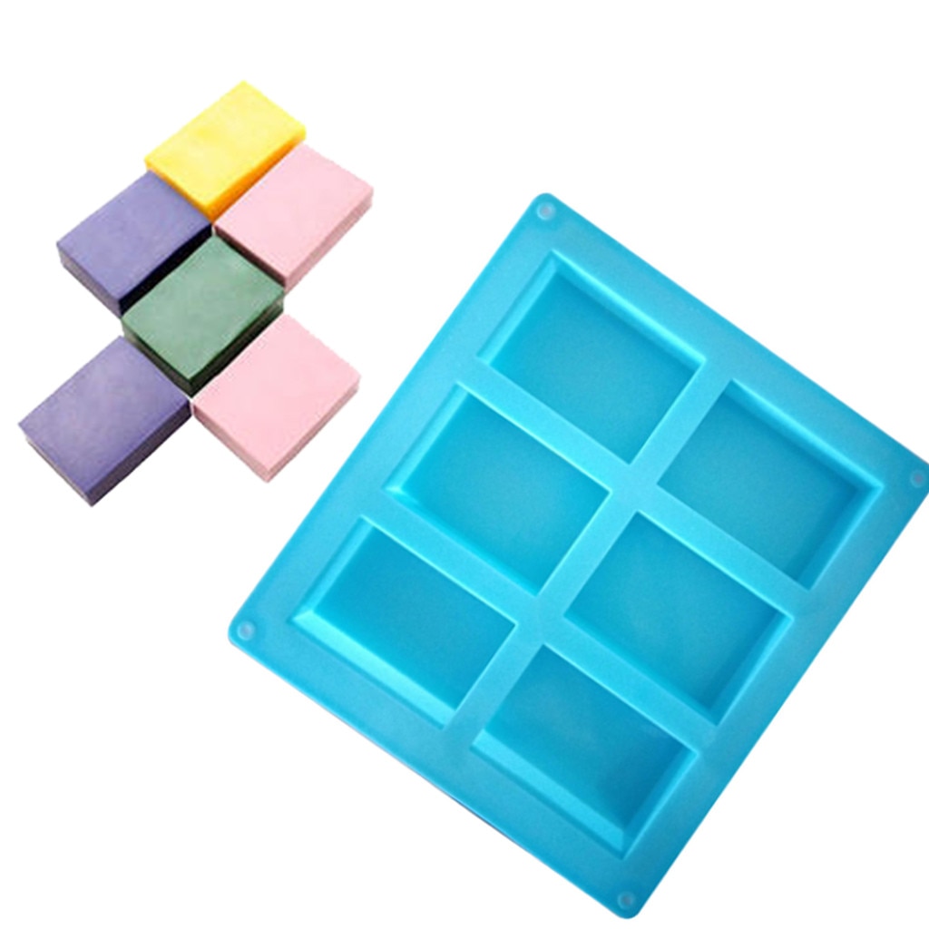 6-Cavity Rectangle Silicone Mold Soap Mold Silicone Craft DIY Making Homemade Cake Tray Mould #LR2
