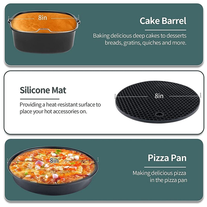 Air Fryer Accessories for COSORI Instant Vortex Ninja Foodi Gowise Gourmia Power XL Air Fryer, Fit 3.6-4.2-6.8QT