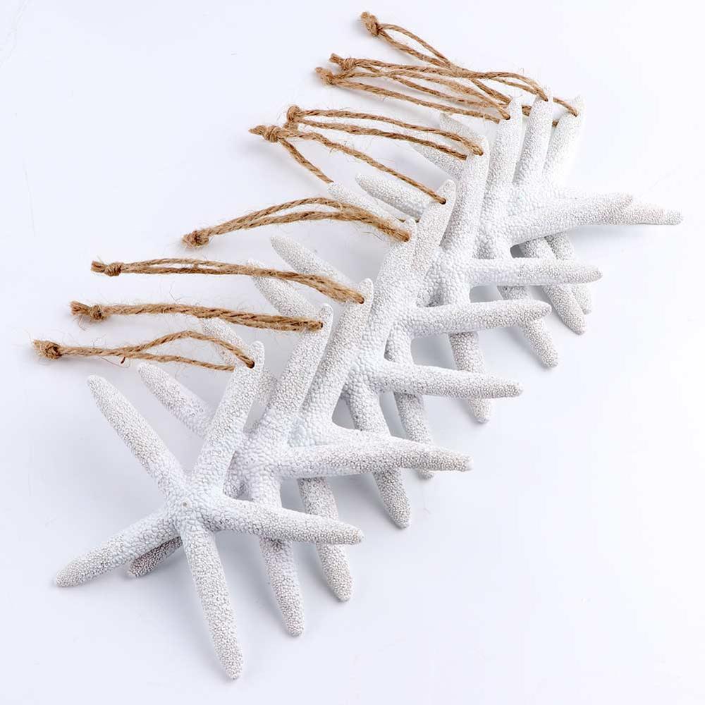 OurWarm 10Pcs Artificial Resin Starfish Marine Decoration 10cm Finger Starfish Sea Star DIY Craft Beach Coastal Ornaments: white