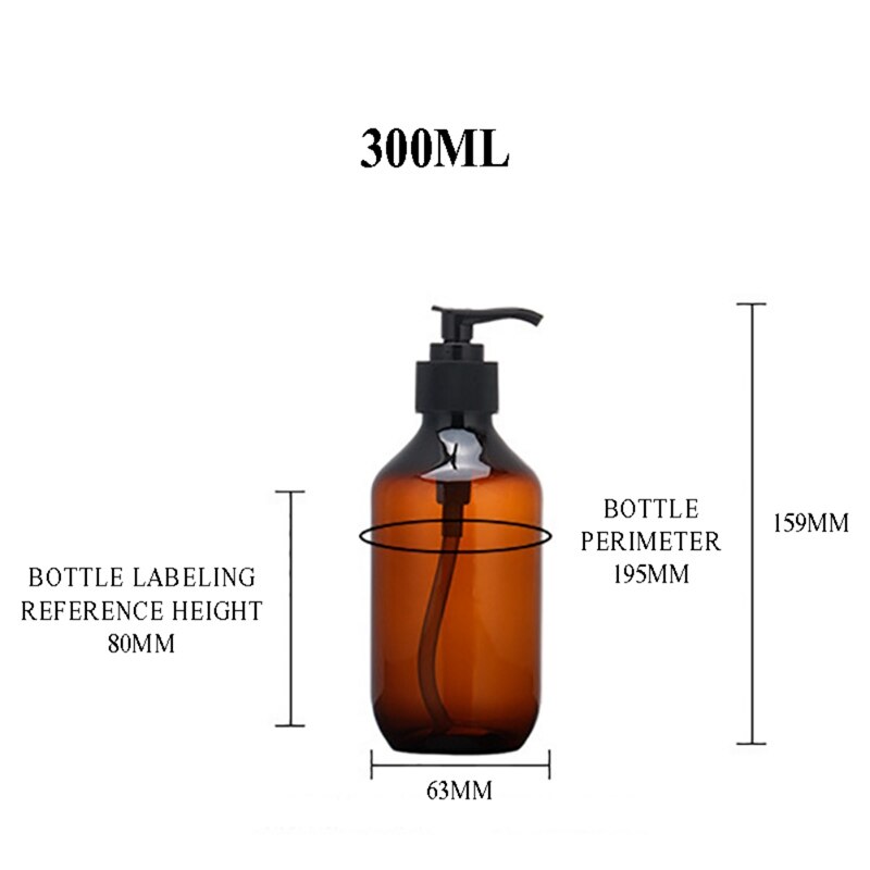 Braun Kunststoff Nachfüllbare Shampoo Flaschen Leere Seife Spender Gläser Für Shampoo Gedrückt Flasche Dusche Gel Lotion Container # L3: 300ML