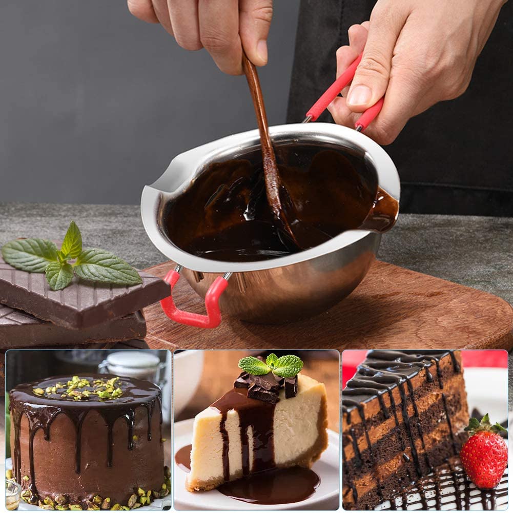 Chokoladesmeltepande 600ml i rustfrit stål med håndtag mod skoldning perfekt til smeltning af smørchokolade dobbeltkedel