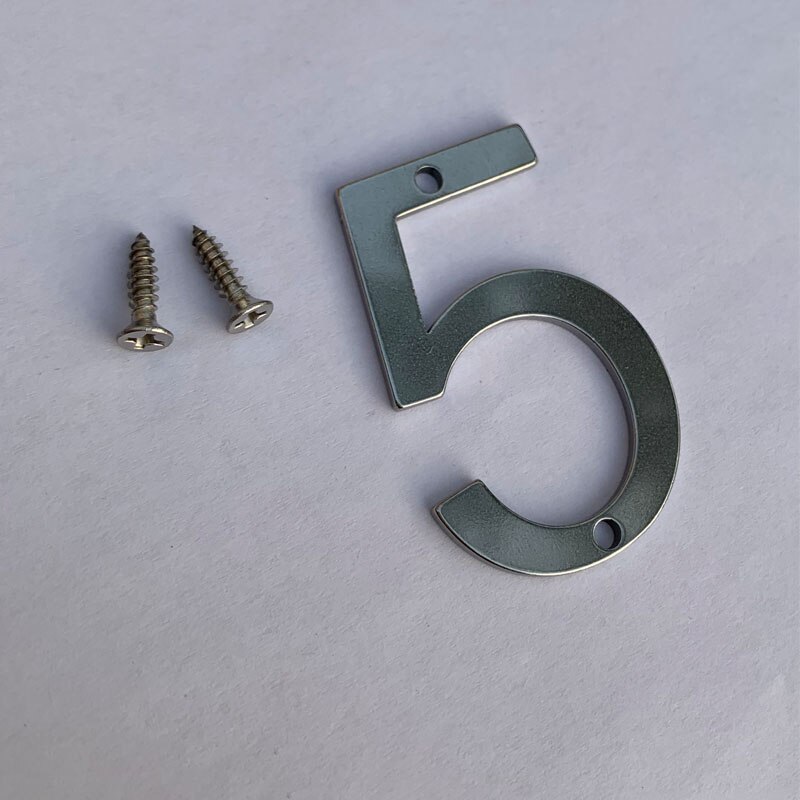 50mm Stainless Steel House Numbers With Screws Metal Digital Label Doorplate Door Plaque Number Signs For Mailbox Street Numbers: Number 5