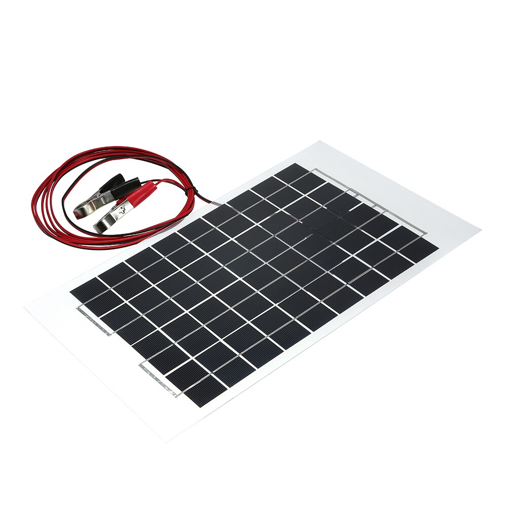 12V 10W 38 X 22 CM PolyCrystalline Transparent Epoxy Resin Solar Panel With Alligator Clip Wire