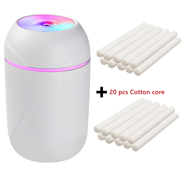 260Ml Slaapkamer Ultransonic Air H2o Luchtbevochtiger Aromatische Vaporizer Auto Usb Humidificador Geur Geur Geur Diffuser Mist Maker: white filterX20