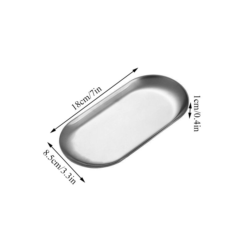 Edelstahl Gold Silber Essen Platte Nachtisch Platte murmeln Obst Kuchen Tablett Snack Küche Platte Western Steak Küche Platte Gericht: Silber / 23x9cm