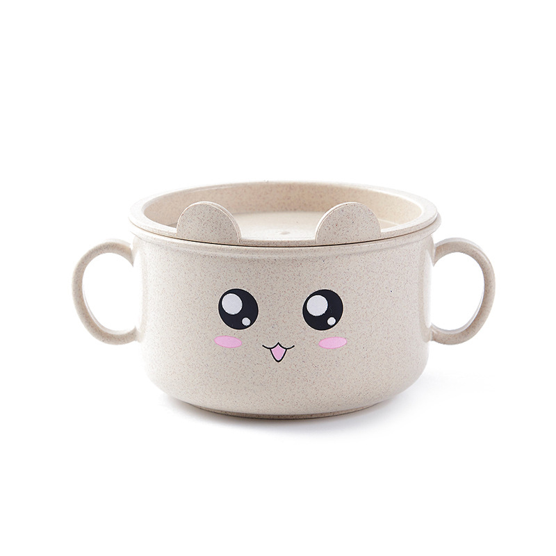 Platos de bambú con dibujos animados para bebé, Mantel Individual con contenedor de comida, tazón de alimentación infantil, vajilla de 3 colores para niños NBB0326: Beige