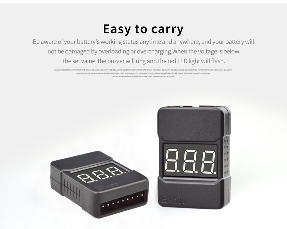 1/2pcs HotRc BX100 1-8S Lipo Battery Voltage Tester/ Low Voltage Buzzer Alarm/ Battery Voltage Checker with Dual Speakers