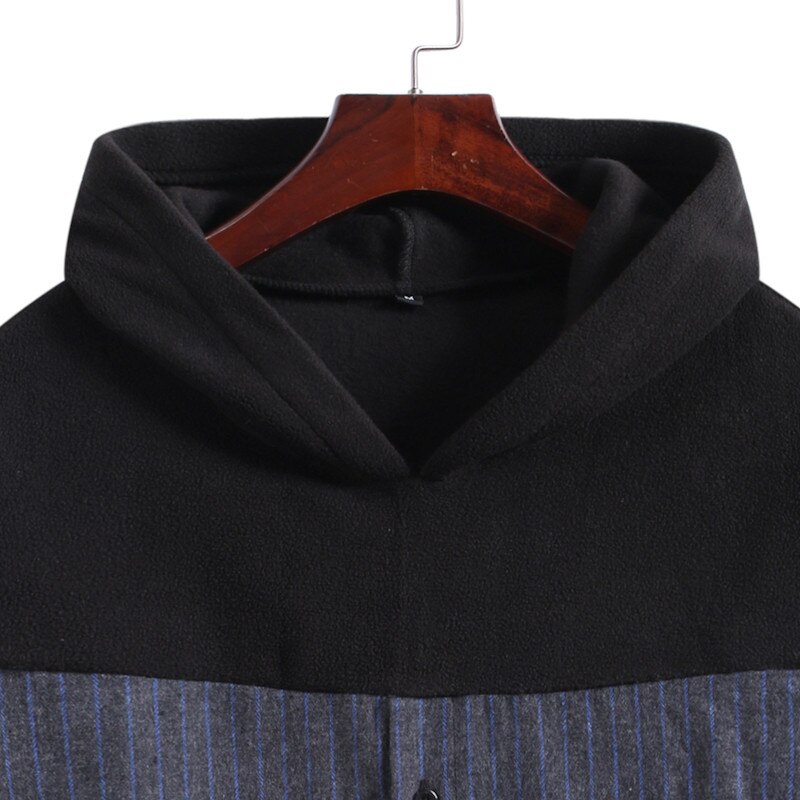 Riinr höst herr casual huvsömmar herr grå och blå randig skjorta knapp dekoration snygg skjorta topp m -3xl