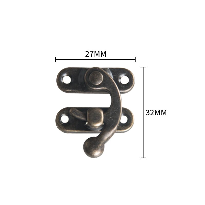 10 Uds. De cerrojo decorativo de Metal antiguo pequeño, gancho de , candado para joyero de madera con tornillos para herrajes de muebles: Right hook Bronze