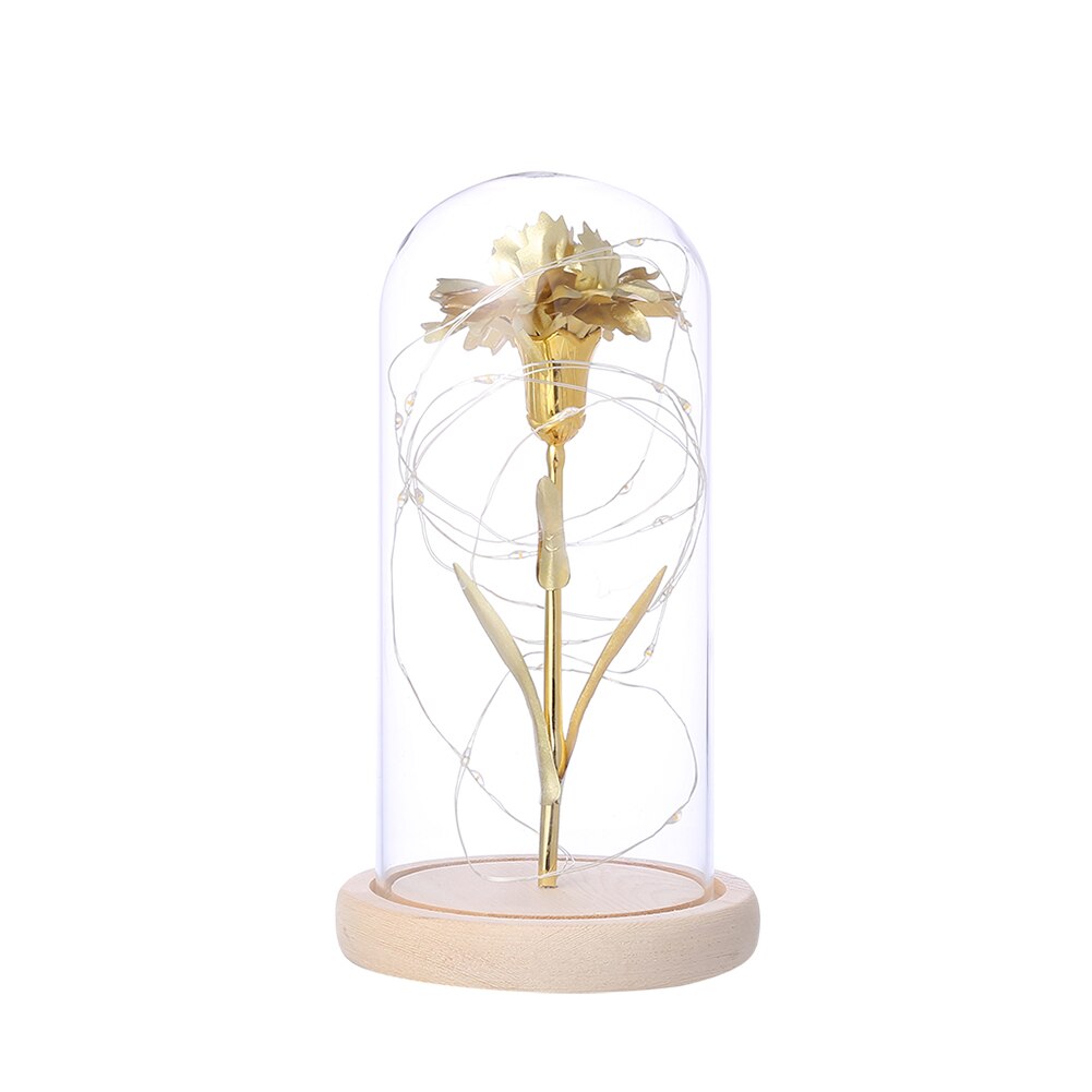 Eterna rosa flor a beleza e besta rosa em uma cúpula de vidro lâmpadas led decoração de casa casamento natal presente do dia dos namorados: d