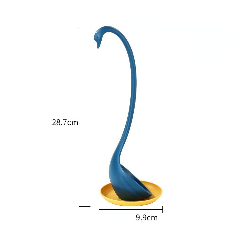 1Pc Swan Ladle Spoons with Tray Swan Shaped Ladle Special Swan Spoons Useful Kitchen Cooking Tool Plastic Ladle Home Table Decor: Blue