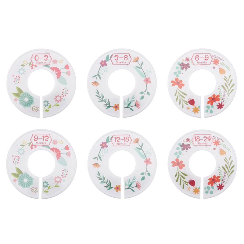 6pcs Baby Clothes Size Dividers Round Plastic Clothing Hanger Separation Circle Size Buckles for Wardrobe Shopping Mall