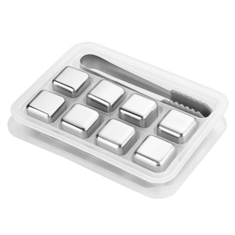 4/6/8 PCS Stainless Steel 304 Ice Cube Whisky Chilling Stones Reusable Ice Cube Wine Beer Cooler Bar Kitchen KTV Supplies: 8pcs