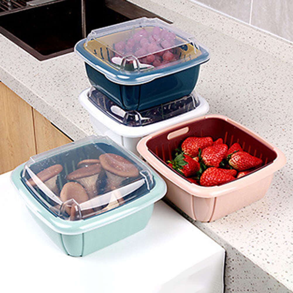 Kitchen Drain Basket Colander Fruit Vegetable Washing Basket Strainer Storage Basket Preservation Box Kitchen Tool