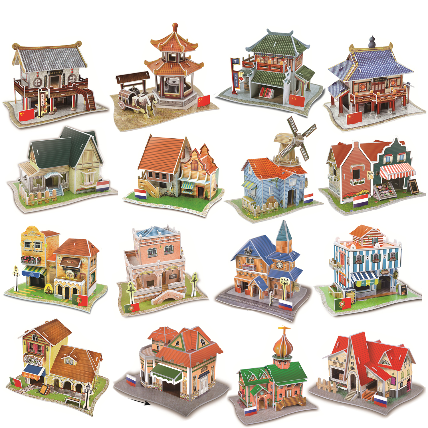 EVA Welt Dorf Miniatur Haus Gebäude 3D Puzzle Modell Bau 3D Jigsaw Puzzle Spielzeug Für Kinder X'mas